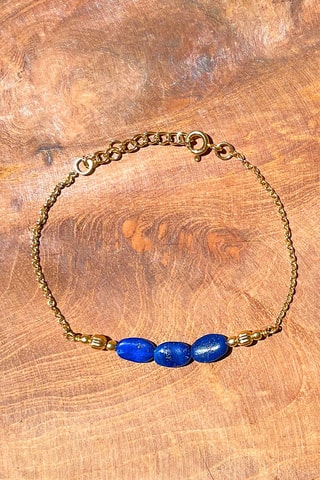 Pulsera bañada en oro fino amarillo - Lapislázulis