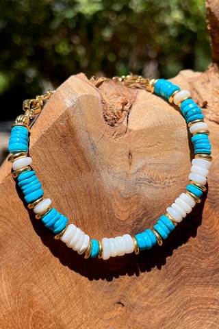 Pulsera bañada en oro fino amarillo - Turquesas y ópalos