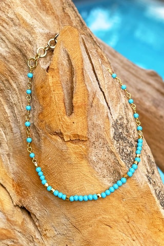 Pulsera bañada en oro fino amarillo - Turquesa