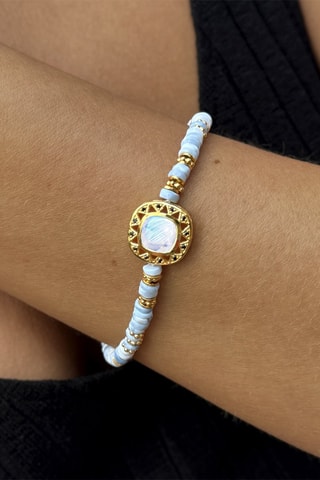 Pulsera - Chapado en oro amarillo, piedra de luna, espinelas y ópalos 