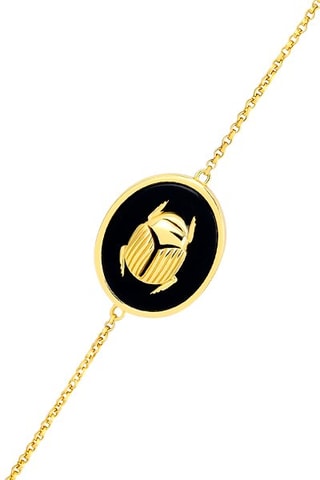 Pulsera bañada en oro fino amarillo - Ónice