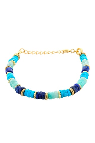 Pulsera bañada en oro fino amarillo - Turquesas, amazonitas y lapislázuli