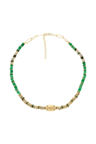 Collar bañado en oro fino amarillo - Ónice, howlitas y jades