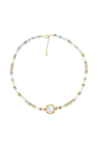 Collar bañado en oro fino amarillo - Piedras de luna y espinela