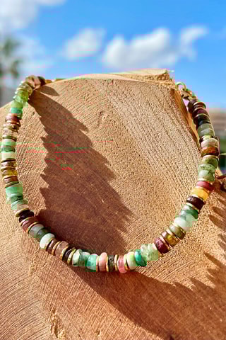 Pulsera bañada en oro fino amarillo - Esmeraldas y turmalinas