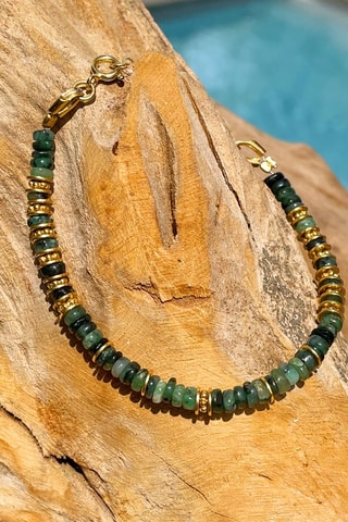 Pulsera bañada en oro fino amarillo - Esmeralda