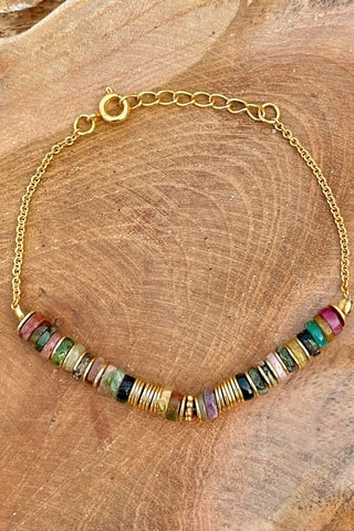 Pulsera bañada en oro fino amarillo - Turmalinas