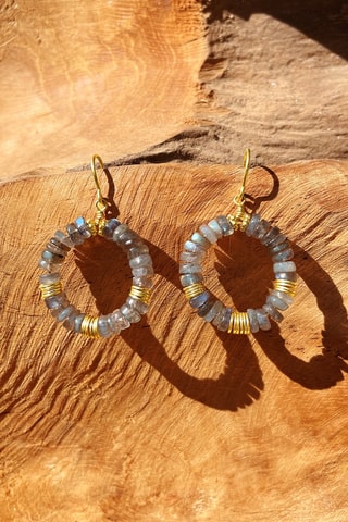 Pendientes Chapado en oro amarillo y labradorita