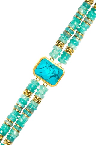 Pulsera - Chapada en oro amarillo, amazonita y turquesa