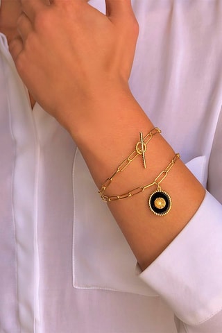 Pulsera - Chapado en oro amarillo y ónice