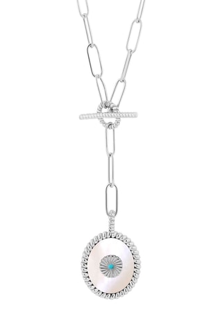 Collar chapado en plata - Nácar y turquesa