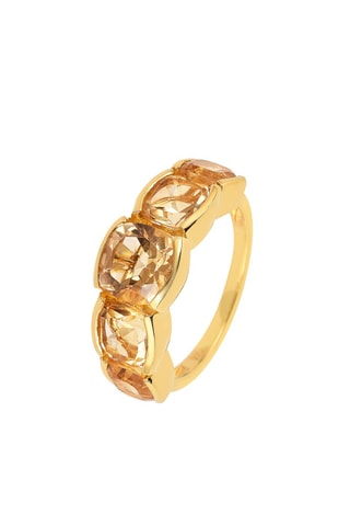 Anillo - Plata chapada en oro amarillo y citrinos