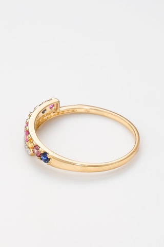 Anillo - Oro amarillo, diamantes, zafiros, rubíes y granate