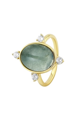 Anillo bañado en oro fino amarillo - Labradorita