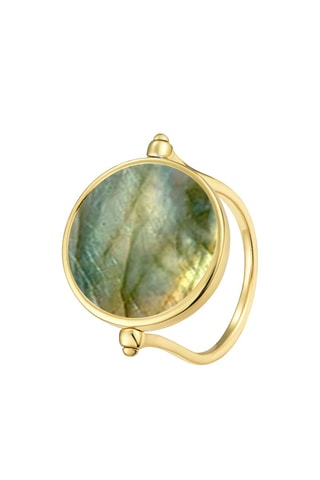 Anillo bañado en oro fino amarillo - Nácar y labradorita