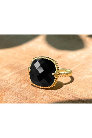 Anillo bañado en oro fino amarillo - Ónice