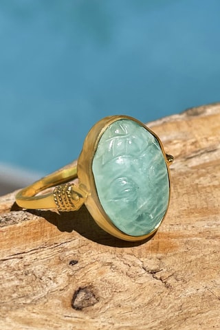 Anillo bañado en oro fino amarillo - Amazonita