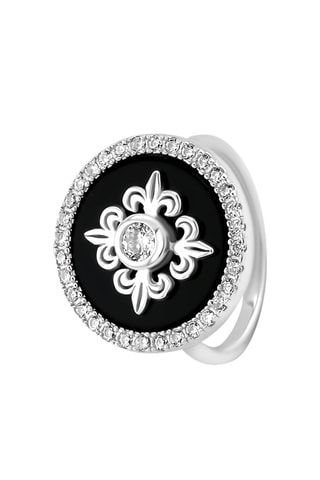 Anillo - Chapado en plata y ónice