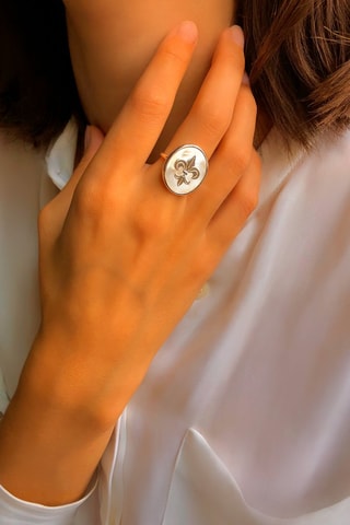 Anillo - Chapado en plata y nácar