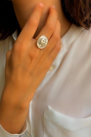 Anillo - Chapado en plata y nácar