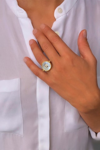 Anillo - Chapado en oro amarillo y ónice