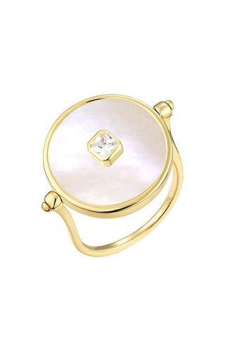 Anillo - Chapado en oro amarillo y ónice