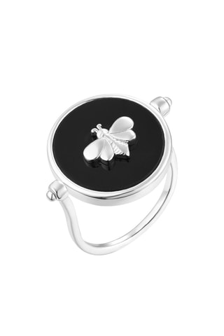 Anillo - Chapado en plata y ónice