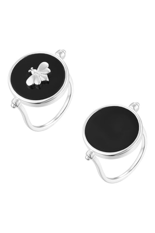 Anillo - Chapado en plata y ónice