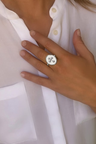 Anillo - Chapado en plata y nácar