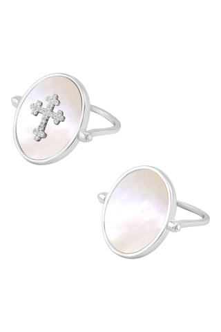 Anillo - Chapado en plata y nácar