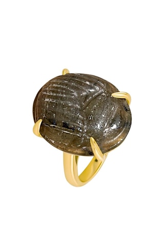 Anillo bañado en oro fino amarillo - Labradorita