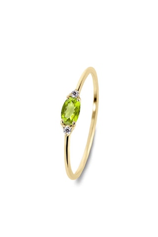 Anillo - Plata chapada en oro amarillo y peridoto