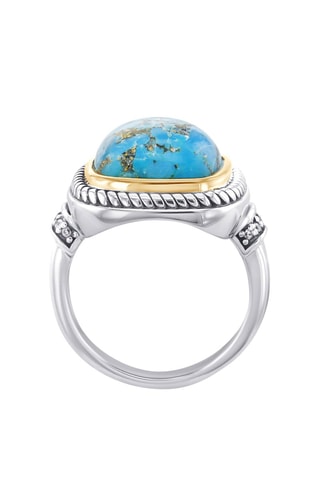 Anillo - Plata, Plata chapada en oro amarillo y turquesa 