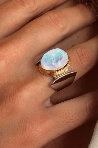 Anillo Tulum - Plata y piedra de luna