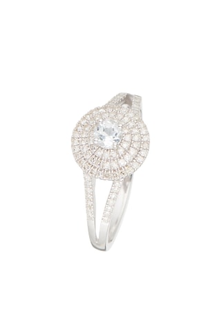 Anillo Darwin - Oro blanco, diamantes y topacio