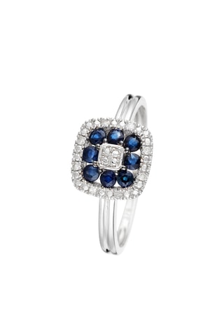 Anillo Volga - Oro blanco, diamantes y zafiros