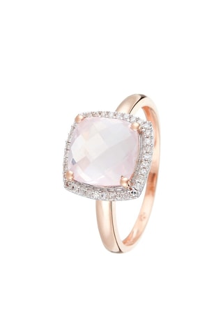 Anillo Quartissime - Oro rosa, diamantes y cuarzo