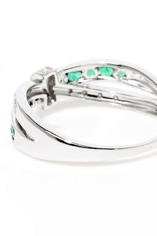 Anillo Starky - Oro blanco, diamantes y esmeraldas