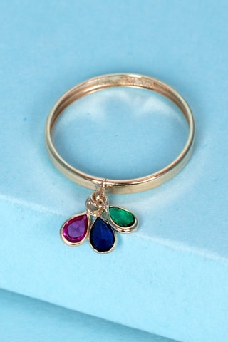 Anillo 3 Pierres de couleurs - Oro amarillo