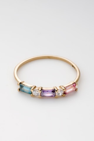 Anillo Hazel - Oro amarillo, topacios y amatista