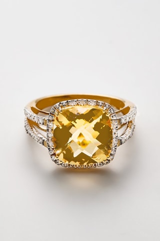 Anillo Divine - Oro amarillo, diamante y citrino
