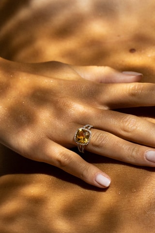 Anillo Divine - Oro amarillo, diamante y citrino