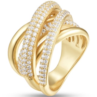 Anillo - Latón bañado y circonita