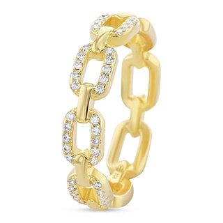 Anillo - Latón bañado y circonita