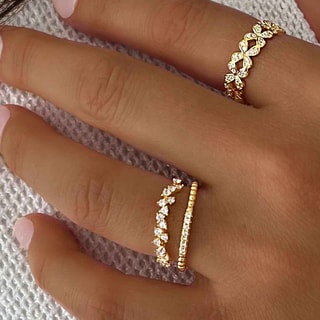 Anillo - Latón bañado y circonita