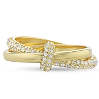 Anillo - Latón bañado y circonita