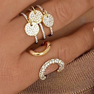 Anillo - Latón bañado y circonita