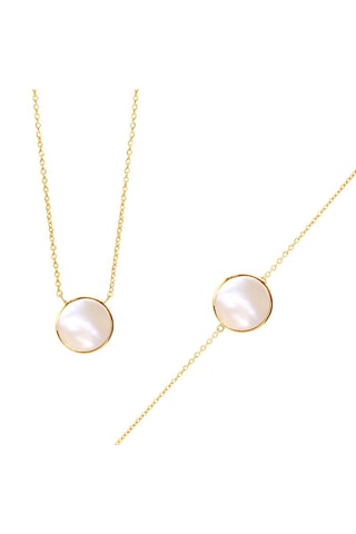 Conjunto - Plata chapada en oro amarillo y nácar