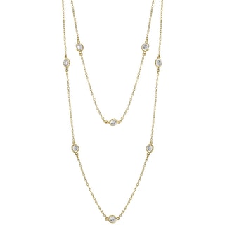 Collar - Latón bañado y circonita