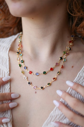 Collar - Latón chapado en oro y cristal